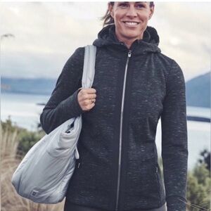 Athleta Faux Fur Lined Lux Heathered Gray Hoodie Full Zip Jacket. Size M